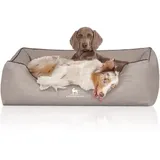 Knuffelwuff Orthopädisches Hundebett Rockland aus Kunstleder hellgrau XXXL