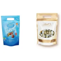 Lindt LINDOR Schokoladen Kugeln Vollmilch-Mischung | 1 kg Beutel & Schokolade Marc de Champagne Kugeln | 700 g | Ca. 56 Vollmilch-Schokoladen Kugeln mit erlesener Marc de Champagne Füllung