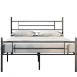 Novilla Bettrahmen 140 x 190 cm, Bettgestell mit Lattenrost, Modern Bettgestelle, Metallbett mit Kopfteil für Schlafzimmer ästezimmer, Schwarz