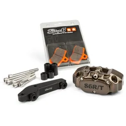4-Kolben Bremssattel mit Adapter Brembo Stage6 R/T Hard anodised