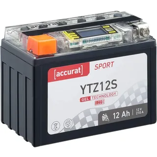 Accurat Motorradbatterie YTZ12S Gel 12V 12Ah Motorrad Batterie mit Display Quad YTZ12-S