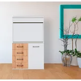 Priess Sekretär "Lissabon", braun (lichtweiß, astkernbuche), B:82cm H:139cm T:38cm, Sekretäre, Sekretär