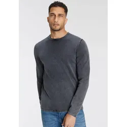 Rundhalspullover ONLY & SONS "OS WASH CREW KNIT CS", Herren, Gr. L, blau (marineblaus), Strick, Obermaterial: 100% Baumwolle, unifarben, modisch, normal, Rundhals, Langarm, Pullover