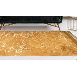 Teppich PADIRO "Dolce Vita 225", gold, B:200cm H:10mm L:290cm, Viskose, Teppiche, Modern bedrucktes Unikat, Trendige Verwaschung