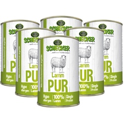 Schecker Nassfutter - 100% Lamm pur getreidefrei glutenfrei nur 6,4% Fett Futter 6x410 g