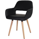 Mendler Esszimmerstuhl HWC-A50 II, Stuhl Küchenstuhl, Retro 50er Jahre Design Kunstleder, schwarz, helle Beine