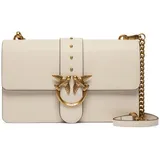 PINKO Love One Classic Umhängetasche Baumwolle/Leder Weiß/Gold