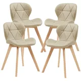 [en.casa] Esszimmerstuhl Älmhult Kunstleder Beige 4er Set