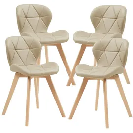 [en.casa] Esszimmerstuhl Älmhult Kunstleder Beige 4er Set
