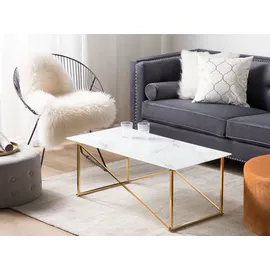 Beliani Couchtisch Emporia Weiß Gold 100 x 50 x 40 cm