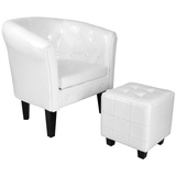 MIADOMODO Chesterfield-Sessel Chesterfield Sessel Hocker Loungesessel Clubsessel Cocktailsessel weiß