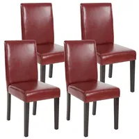 Mendler 4er-Set Esszimmerstuhl Stuhl Küchenstuhl Littau ~ Kunstleder, rot-braun,