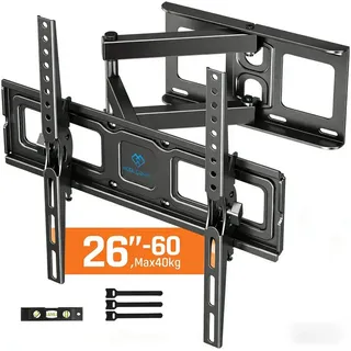 PERLESMITH TV-Wandhalterung TV-Halterung, schwenkbare/neigbare Wandhalterung für 26 - 60Zoll, (bis 60 Zoll, Maximale Tragfähigkeit 40 kg) schwarz