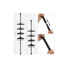 Songmics Duschregal 4 Ablagen 25 cm x 35 cm x 305 cm Schwarz