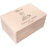 Creative Deco Holzkiste Kommunion Geschenke für Mädchen und Jungen, Natur 30 x 20 x 14 cm