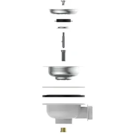 Kirchhoff Korbventil Ventilkelch und Sieb 47,8 mm (1 1/2 Zoll AG) x Ø 114 mm Weiß