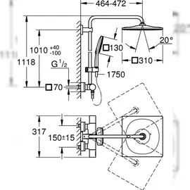 Grohe Rainshower SmartActive 310 Duschsystem mit Thermostatbatterie - Chrom