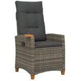 vidaXL Liegestuhl mit Teeteller 62 x 64 x 112 cm Grau