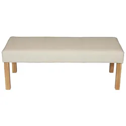 Sitzbank Bank Polsterbank M37 Kunstleder, 120x43x49cm, creme, helle Beine