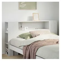 vidaXL Kopfteil mit Stauraum Weiß 140 cm Massivholz Kiefer