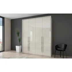 Kleiderschrank PLACES OF STYLE "Piano", beige (beige hochglanz), B:187cm H:226cm T:60cm, Spanplatte, Schränke, Drehtürenschrank Kleiderschrank, beige, UV lackiert, Hochglanzfronten, mit Beleuchtung