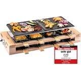 Klamer Raclette 8 Personen 1500 W mit Holzgestell und Grillplatte braun