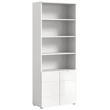 xonox.home Homeoffice Solero Büroschrank Stauraumregal Büro-Aufbewahrung Dokumentenschrank Büromöbel in Front weiß Hochglanz tiefzieh Korpus weiß, , ca.76x193x37 cm