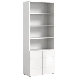 xonox.home Homeoffice Solero Büroschrank Stauraumregal Büro-Aufbewahrung Dokumentenschrank Büromöbel in Front weiß Hochglanz tiefzieh Korpus weiß, , ca.76x193x37 cm