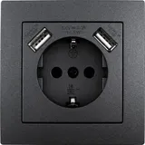McPower Schutzkontakt-Steckdose mit 2x USB Flair Schwarz