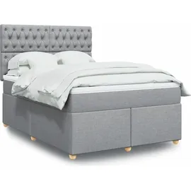 vidaXL Boxspringbett mit Matratze Hellgrau 140x200 cm Stoff