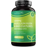 Flohsamenschalen Kapseln 4500Mg - Mit 500 Millionen CFU - 180 Vegane Kapseln