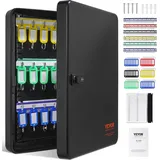 Vevor Schlüsselschrank Schlüsselkasten 48 Schlüssel, Schwarz Schlüsselbox Schlüsseltresor Einstellbar, Abschließbarer Schlüsselschrank mit 6...