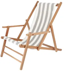 Jan Kurtz - Maxx Deckchair Teakholz, Bezug Designers Guild Streifen hellgrau