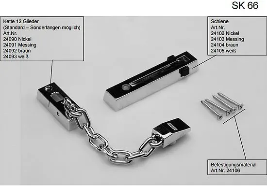 Ersatzteile für Türkette Abus SK66 (Ersatzteil: Schiene weiß Nr. 24105)