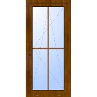 Kunststoff Balkontür "GEORG" 74 mm 2-fach Verglasung 4 Sprossenfelder (abschließbar) Golden Oak holzähnlich innen öffnend DIN links