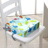 Surwin Rutschfeste Sitzerhöhung Stuhl Kind Sitzkissen Stuhl mit Sicherheits Schnalle, 3D Flugzeug Sitzkissen Kinder Tragbare Sitzerhöhung Waschbar Zerlegbar Baby Sitzhilfe (Wolken,40x40x10cm)