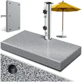 Kesser KESSER® Granit Sonnenschirmständer mit Edelstahlrohr, Hochwertiger Schirmständer Sockel 30KG - für Schirmstöcke bis 16-48 mm, Inkl. Transport Griff Garten Balkonschirmständer
