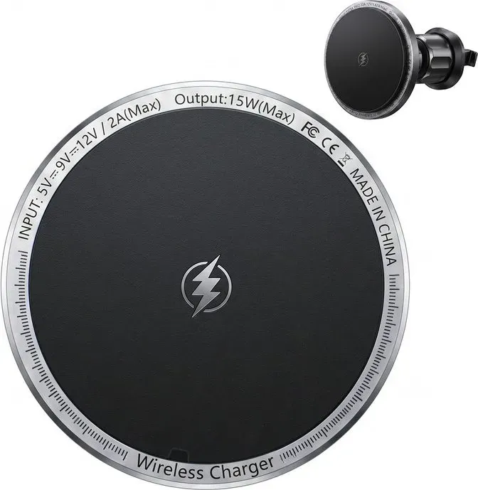 Rexsun 15W magnetisches kabelloses Autoladegerät, Magsafe Autohalterungs-Ladegerät, für Lüftungsschlitz/Armaturenbrett, kompatibel mit iPhone 14/13/12 Serie, M2 PRO, Schwarz
