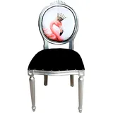 Casa Padrino Barock Luxus Esszimmer Stuhl Flamingo / Silber Bling Bling