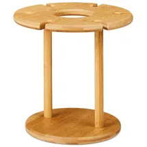 Relaxdays Weinglashalter, Bambus, für 6 Gläser, rund Ø 25cm, Weingeschenk, Bar, Weinbutler mit Weinflaschenhalter, natur