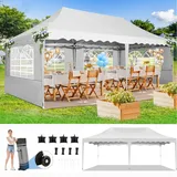 COBIZI Pavillon 3x6 Faltpavillon 3x6 Wasserdicht Stabil Winterfest mit 420D Oxford, Partyzelt 3x6 mit 6 Seitenteilen, Gartenpavillon UV-Schutz 50+, 3 Höhenverstellbar für Hochzeit&Camping, Weiß