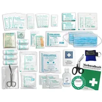 HM Arbeitsmedizin Komplett-Set Erste-Hilfe nach AKTUELLER DIN/EN 13157 PLUS 2 für Betriebe mit Hygiene-Gel, Notfallbeatmungshilfe & Verbandbuch