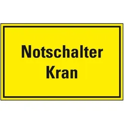 Aufkleber I Hinweisschild Notschalter Kran, Folie, 150x100 mm