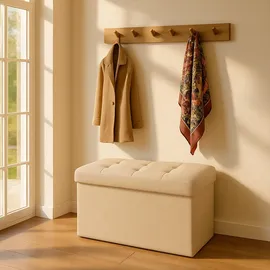 Relaxdays Sitzbank Truhenbank Beige 38 x 76 x 38 cm