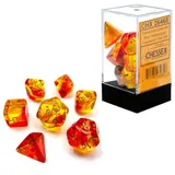 Chessex Gemini: Red-Yellow – Gold (Set aus 7 Würfeln)