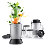 GOURMETmaxx Mixer Mr. Magic 18-tlg. 400W grau/schwarz GS-Zertifikat | Smoothie Maker mit XXL-Zubehörpaket | Standmixer Set