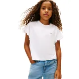 Tommy Hilfiger Mädchen T-Shirt Kurzarm Essential Top Relaxed Fit, Weiß (White), 5 Jahre - 5 Jahre