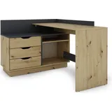 byLIVING Belfast Winkelschreibtisch, Links montierbar, Artisan Eiche/anthrazit, Holzwerkstoff Spanplatte, Hellbraun, B 129, H 83,5, T 105 cm