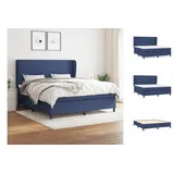 vidaXL Boxspringbett mit Matratze Blau 180x200 cm Stoff