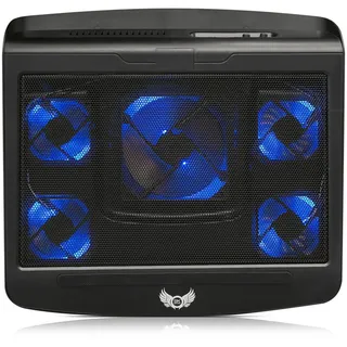 Blumax NOTEBOOK LAPTOP KÜHLER COOLER KÜHLPAD STÄNDER 5 x LED LÜFTER Kamera-Akku schwarz